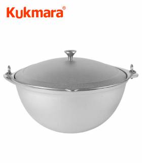 Kazan Tatarskij Wok Asien Topf mit Deckel Aluguss 9 L Camping, Kukmara
