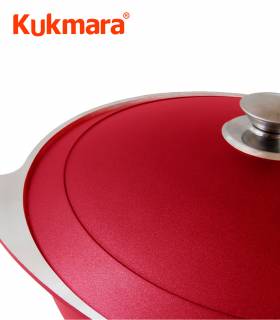 Kazan Wok Asia Dekorative Außenbeschichtung Aluguss 7 L Weinrot, Kukmara