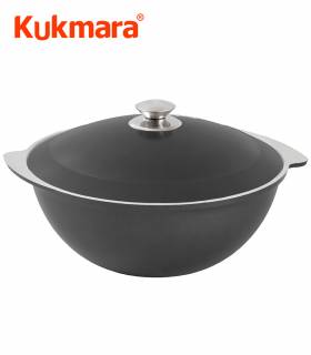 Kazan Wok Asia Dekorative Außenbeschichtung Aluguss 7 L Schwarz, Kukmara