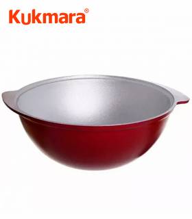 Kazan Wok Asia Dekorative Außenbeschichtung Aluguss 12 L Weinrot, Kukmara