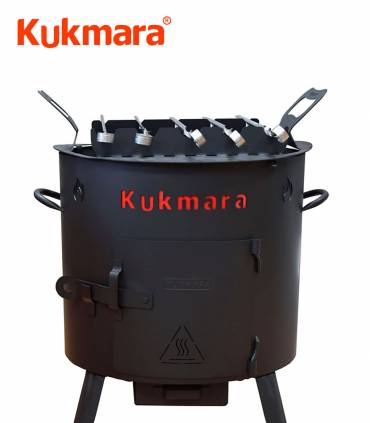 Spießaufsatz für einen 9 L Utschak / Feueroffen D 37 cm (mit Grillspieße 5 Stk.), Kukmara