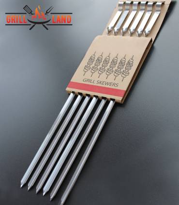 Hochwertige Grill-Spieße aus Edelstahl 55 cm, 14 mm breit, solide 1,5 mm Stärke perfekt für Design-Holzkohlegrill Grill-Land