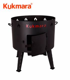 SET Feuerofen Utschak Feldküche, H: ca. 69 cm, Ø ca. 55,5 cm + Kazan WOK Aluguss 28 L