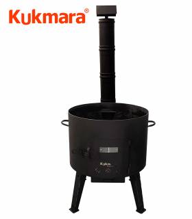 SET Feuerofen Utschak mit Schornstein für 18-30 Liter + Kazan Wok Asien Topf mit Deckel Aluguss 22 L