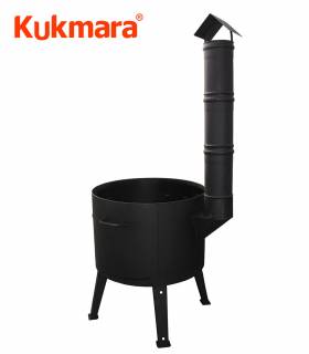 SET Feuerofen Utschak + Kazan Usbekisch 22 L aus Gusseisen (innen glatt geschliffen) mit Alu-Deckel