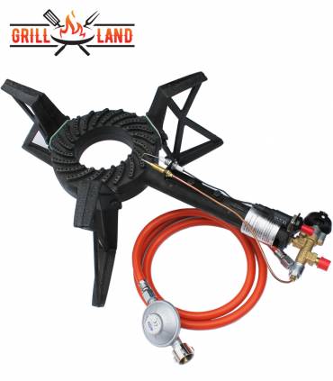 SET Feuerofen Utschak mit Hockerkocher 10,5 kW und Kazan Usbekisch 12 Liter aus Gusseisen mit Aludeckel, Boden flach