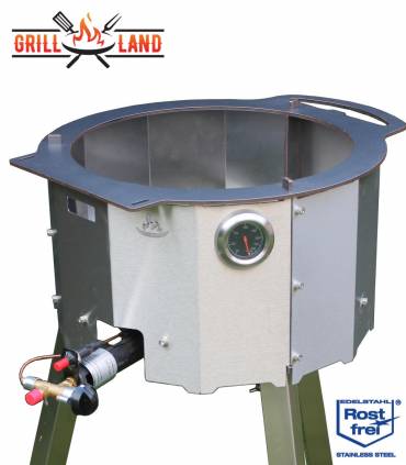 SET Feuerofen Utschak mit Hockerkocher 10,5 kW und Kazan Usbekisch 12 Liter aus Gusseisen mit Aludeckel, Boden flach