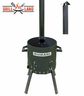 Feuerofen Utschak/Utchak Robari mit Schornstein für Kazan 12 - 15 Liter, Feldküche, Feuertonne für Feuerplatte