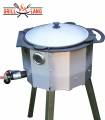 SET Feuerofen Utschak mit Hockerkocher 10,5 kW und Kazan Usbekisch 12 Liter aus Gusseisen, Aludeckel, Boden rund