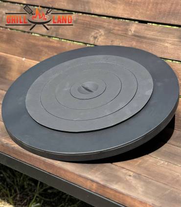 Grill-Land Stahl-Kochplatte mit gusseisernem Ringeinsatz – für Feuerofen/Utschak