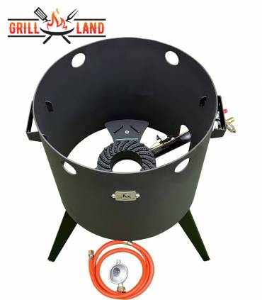 Feuerofen Utschak KOMFORT 37 cm mit 3-Fuß Hockerkocher, Gaskocher Ofen, Stahl 3mm