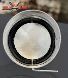 Ein Stück Schornsteinrohr Ø 11,6 cm, Länge 25 cm, aus Edelstahl mit Innenventil