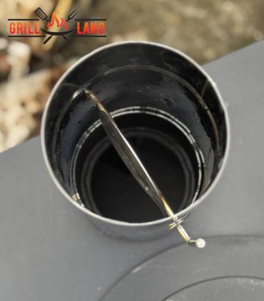 Ein Stück Schornsteinrohr Ø 11,6 cm, Länge 25 cm, aus Edelstahl mit Innenventil