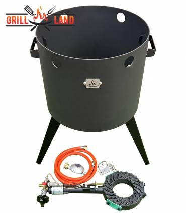 Feuerofen Utschak KOMFORT 40 cm mit 3-Fuß Hockerkocher, Gaskocher Ofen, Stahl 3mm