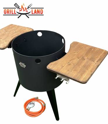 Feuerofen Utschak KOMFORT 37 cm mit 3-Fuß Hockerkocher, Gaskocher Ofen, Stahl 3mm