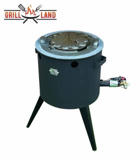 SET Gas-Feuerofen Utschak KOMFORT 37 cm, Stahl 3mm, mit Waffeleisen und Ofenringe aus Gusseisen