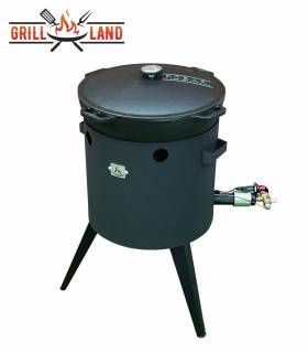 SET Gas-Feuerofen Utschak KOMFORT 37 cm, Stahl 3mm, mit 12 Liter Kazan Gusseisen Robari mit Deckel aus Gusseisen