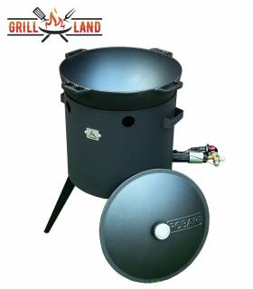 SET Gas-Feuerofen Utschak KOMFORT 37 cm, Stahl 3mm, mit 15 Liter Kazan Gusseisen Robari mit Deckel aus Gusseisen