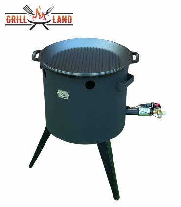 SET Gas-Feuerofen Utschak KOMFORT 37 cm, Stahl 3mm, mit Grilldeckel aus Gusseisen