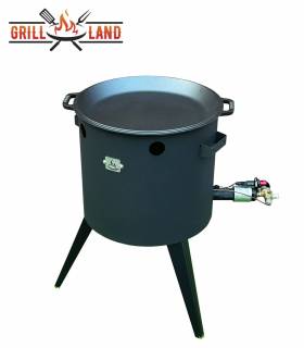 SET Gas-Feuerofen Utschak KOMFORT 37 cm, Stahl 3mm, mit Pfannendeckel aus Gusseisen