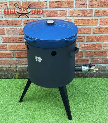 SET Gas-Feuerofen Utschak KOMFORT 37 cm, Stahl 3mm, mit 12L Kazan Gusseisen Robari mit Deckel aus Gusseisen emailliert