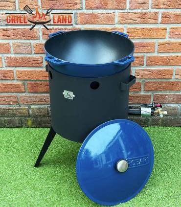 SET Gas-Feuerofen Utschak KOMFORT 37 cm, Stahl 3mm, mit 12L Kazan Gusseisen Robari mit Deckel aus Gusseisen emailliert