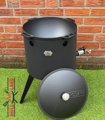 SET Gas-Feuerofen Utschak KOMFORT 40 cm, Stahl 3mm, mit 12 Liter Kazan Gusseisen Robari mit Deckel aus Gusseisen