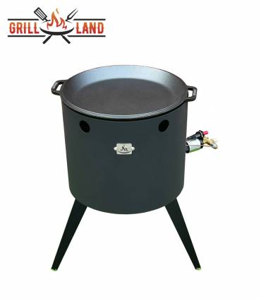 SET Gas-Feuerofen Utschak KOMFORT 40 cm, Stahl 3mm, mit Pfannendeckel aus Gusseisen