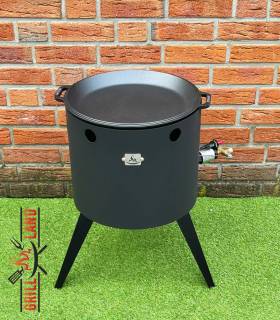 SET Gas-Feuerofen Utschak KOMFORT 40 cm, Stahl 3mm, mit Pfannendeckel aus Gusseisen