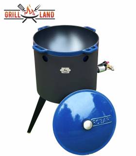 SET Gas-Feuerofen Utschak KOMFORT 40 cm, Stahl 3mm, mit 12L Kazan Gusseisen Robari mit Deckel aus Gusseisen emailliert