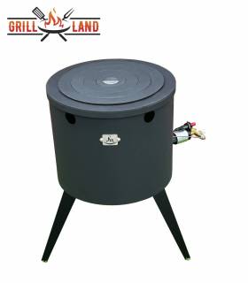 SET Gas-Feuerofen Utschak KOMFORT 40 cm, Stahl 3mm, mit Kochplatte Stahl mit gusseisernem Ringeinsatz