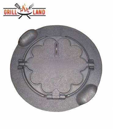 SET Gas-Feuerofen Utschak KOMFORT 40 cm, Stahl 3mm, mit Kochplatte Stahl mit gusseisernem Ringeinsatz und Waffeleisen