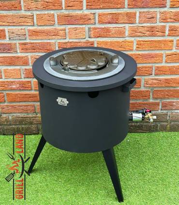 SET Gas-Feuerofen Utschak KOMFORT 45 cm, Stahl 3mm, mit Kochplatte Stahl mit gusseisernem Ringeinsatz und Waffeleisen