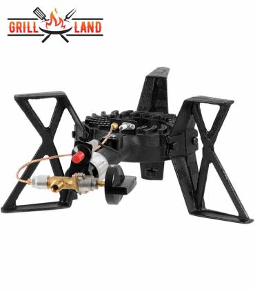 Gas-Hockerkocher Profi 7,5 KW 3-Fuß Hockerkocher 18 cm Gussbrenner mit Zündsicherung und Piezozünder inkl. Schlauch u. Regler